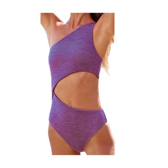 Beach Riot Other - NWT BEACHRIOT Celine Shine One Piece – Metallic Purple